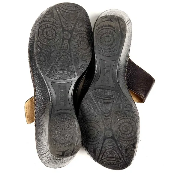 Born Dark Brown Leather Thong Wedge Sandal Size 8 - Picture 5 of 7